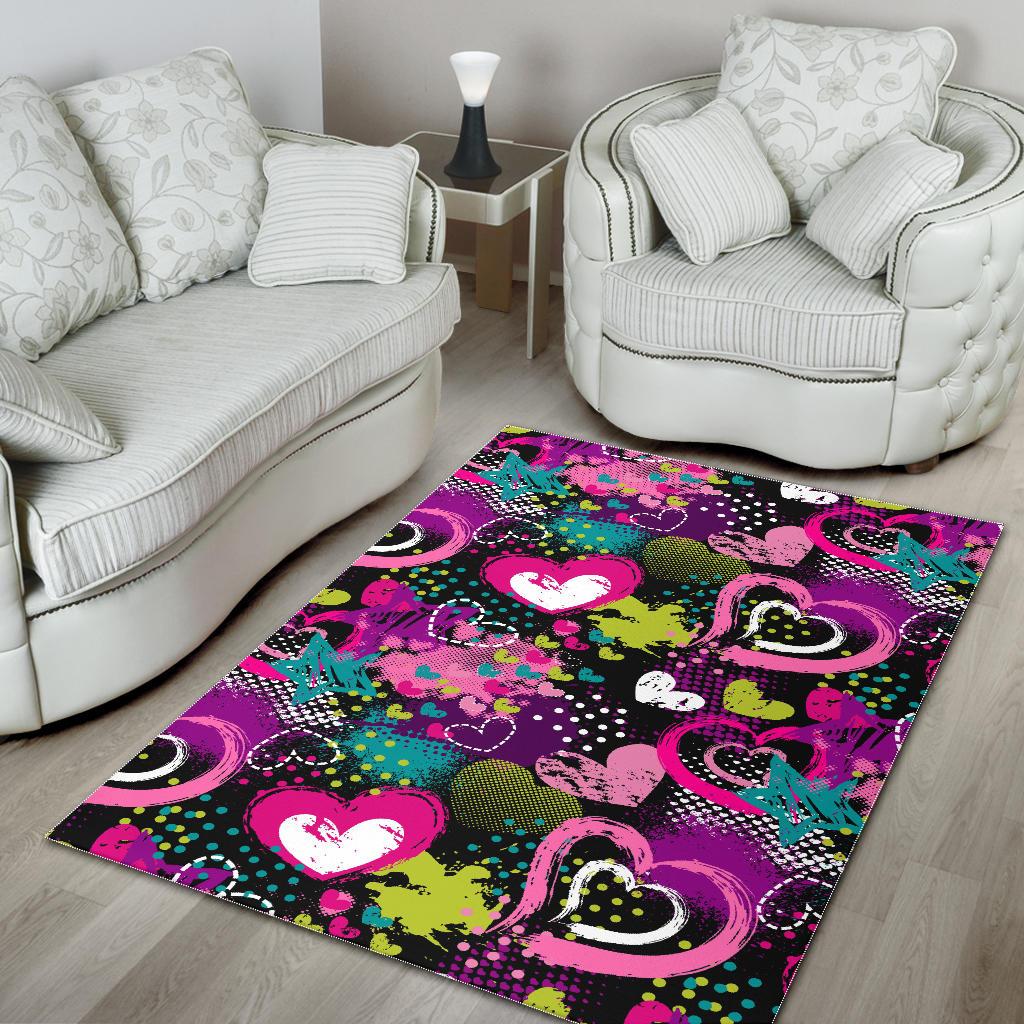 heart dot wave star creative design pattern Area Rug