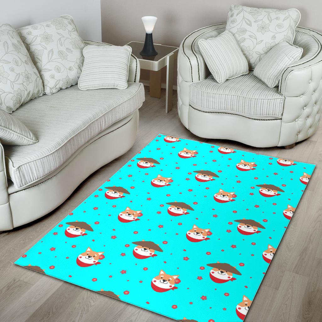 Shiba Inu Japanese Hat Pattern Area Rug