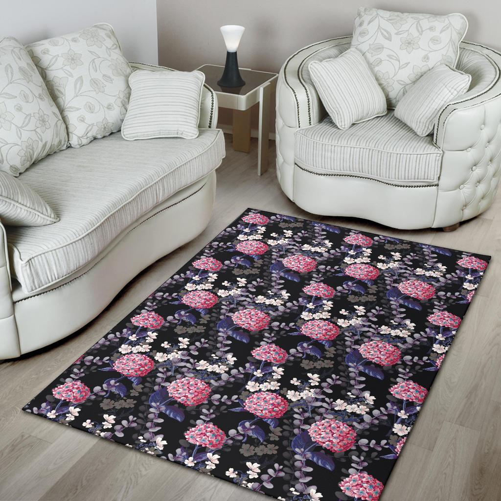 Hydrangea Pattern Print Design HD04 Area Rugs