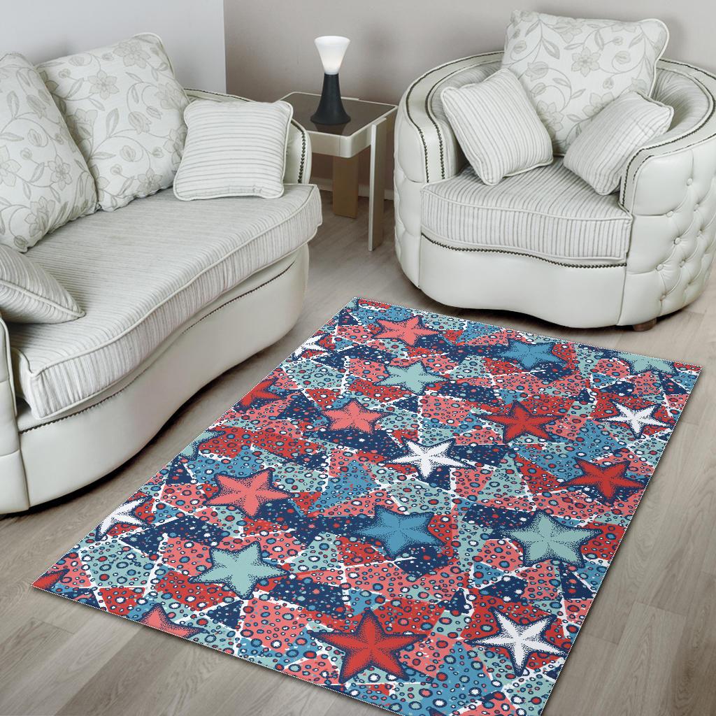 Hand drawn colorful starfish Area Rug