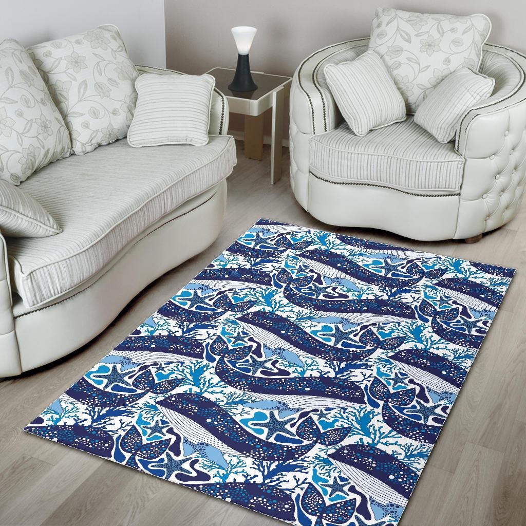 Whale Starfish Pattern Area Rug