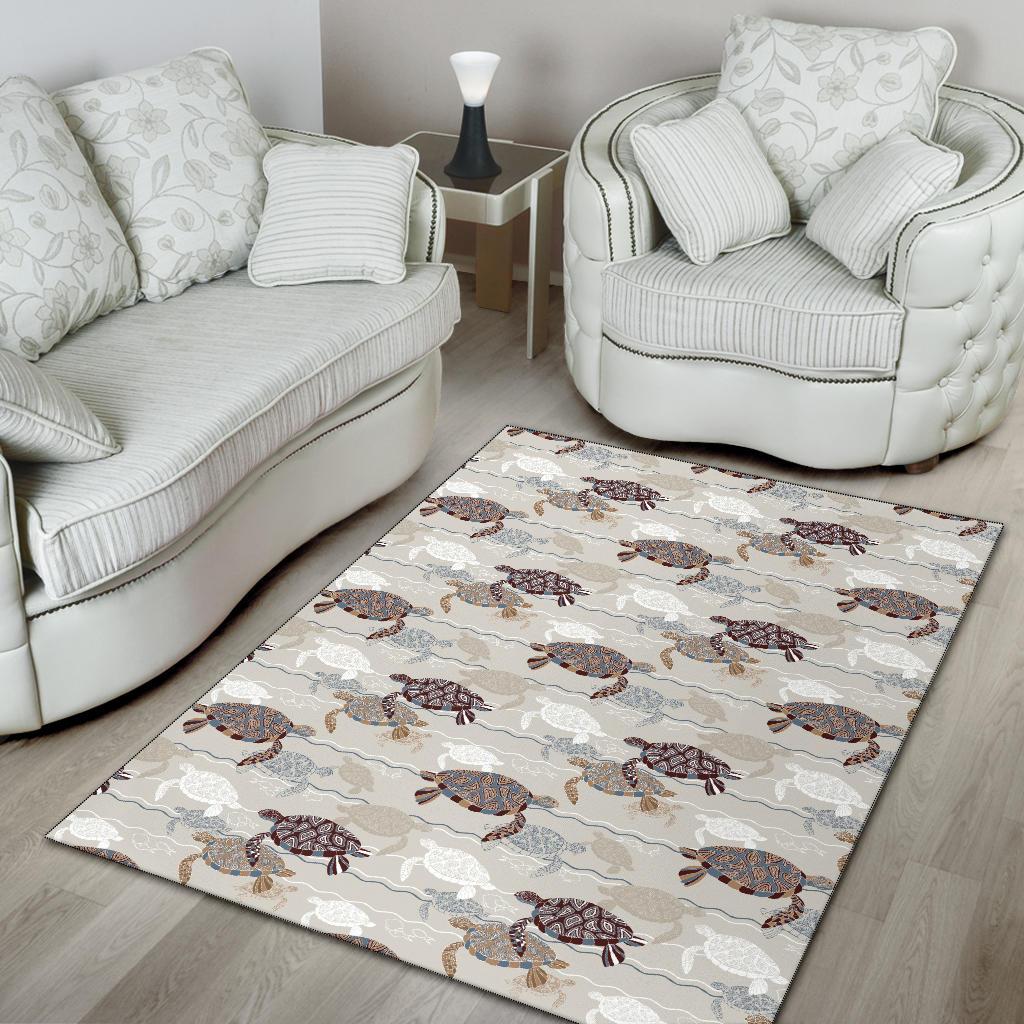 Sea Turtle Pattern Print Design T07 Area Rugs