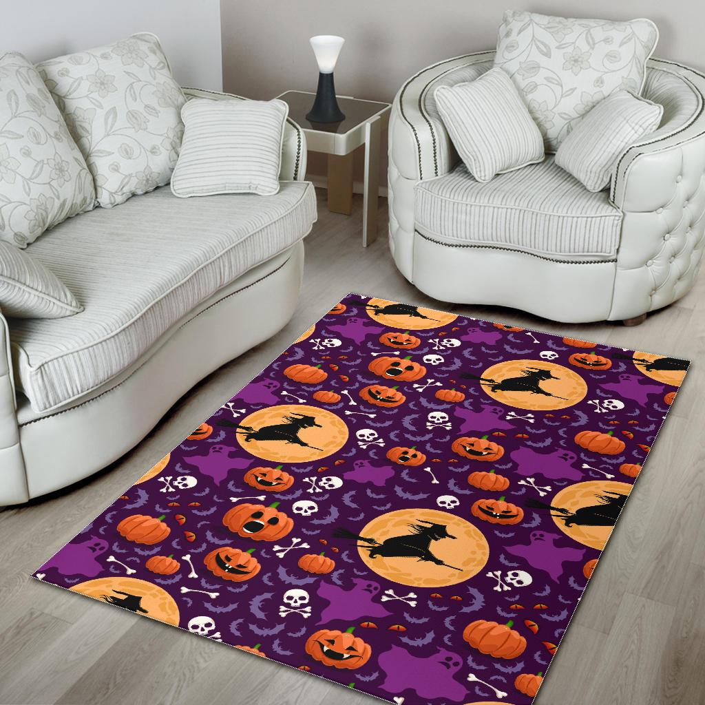 Halloween Pumpkin Witch Pattern Area Rug