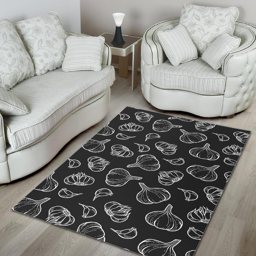 Garlic pattern black background Area Rug