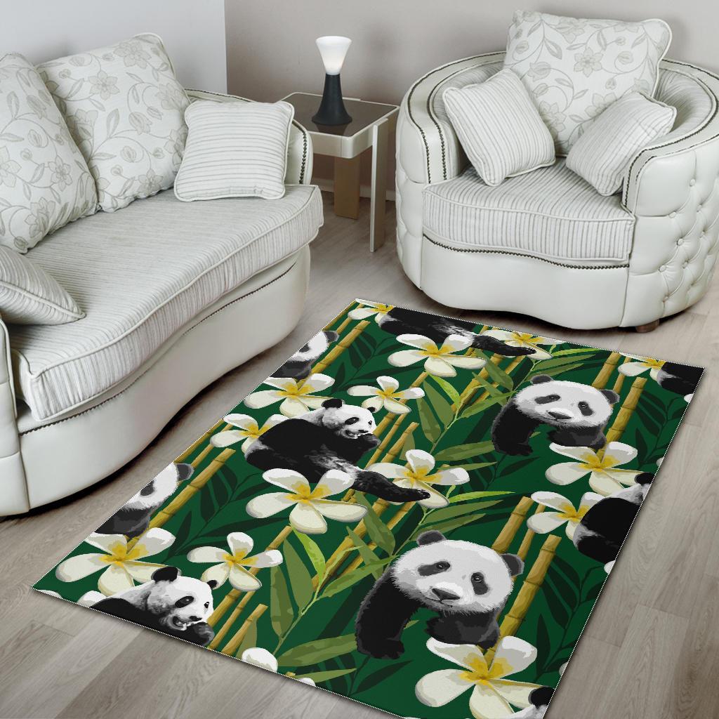 Panda Bamboo Flower Pattern  Area Rug