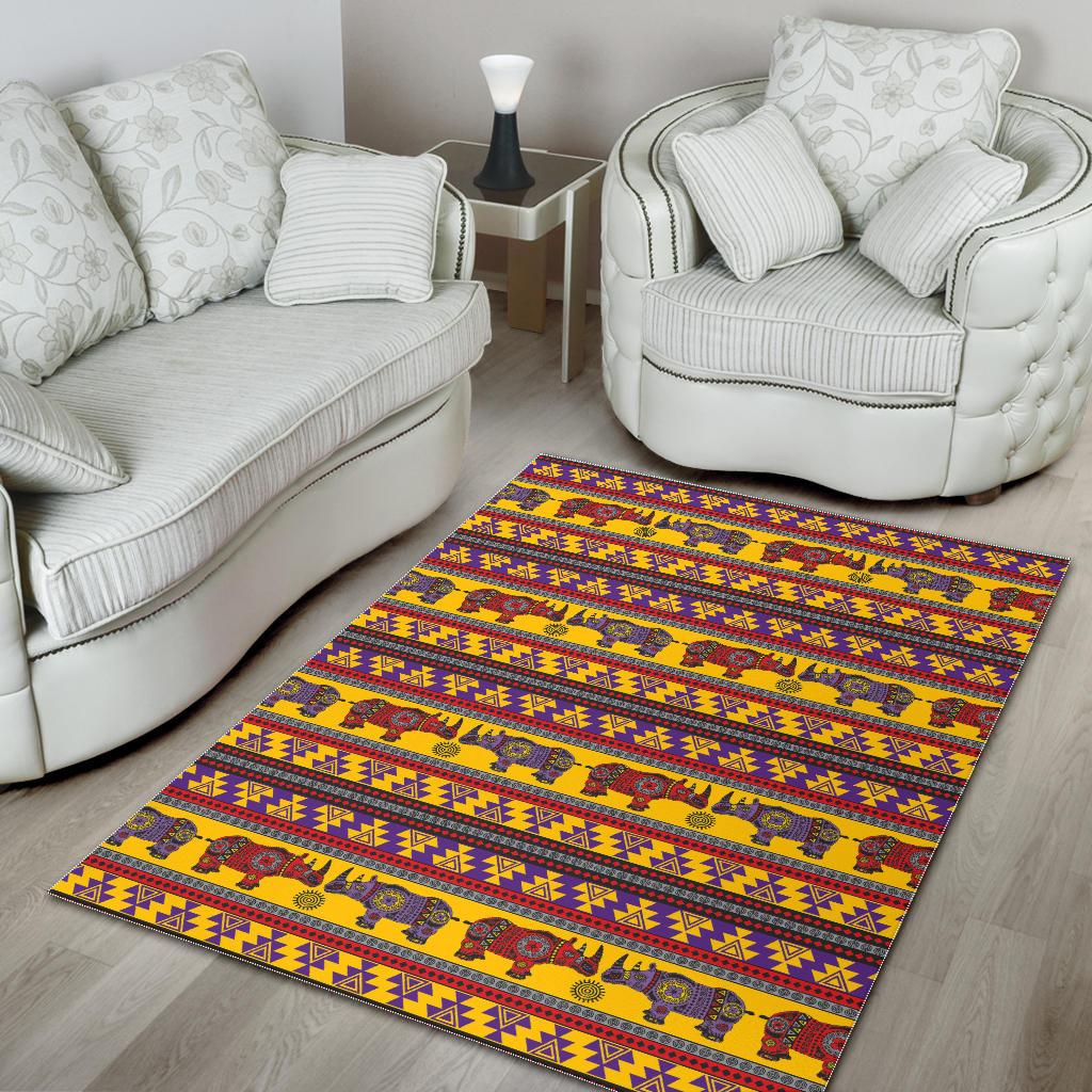 Rhino African Afro Dashiki Adinkra Kente Ethnic Motifs Area Rug
