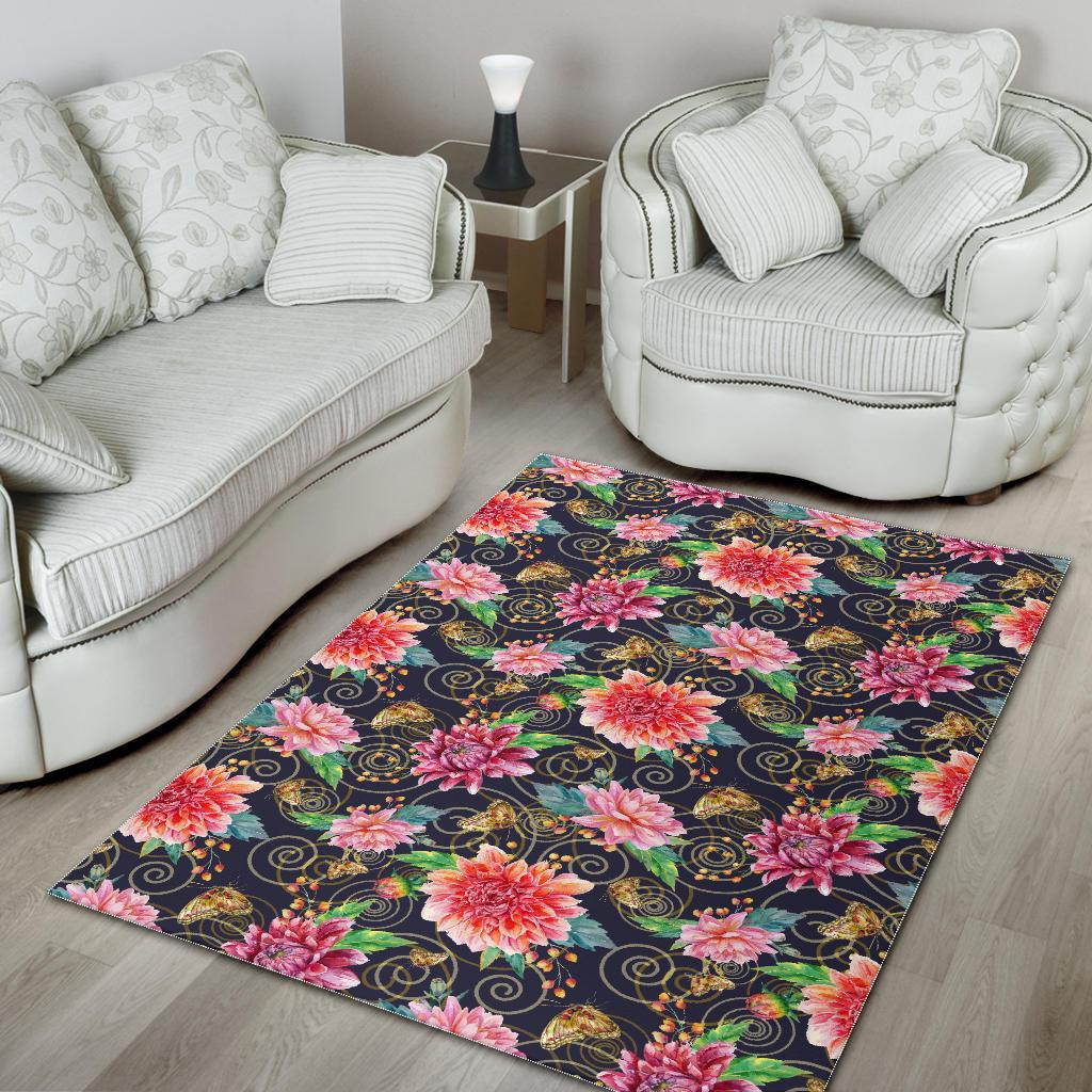 Dahlia Pattern Print Design DH02 Area Rugs