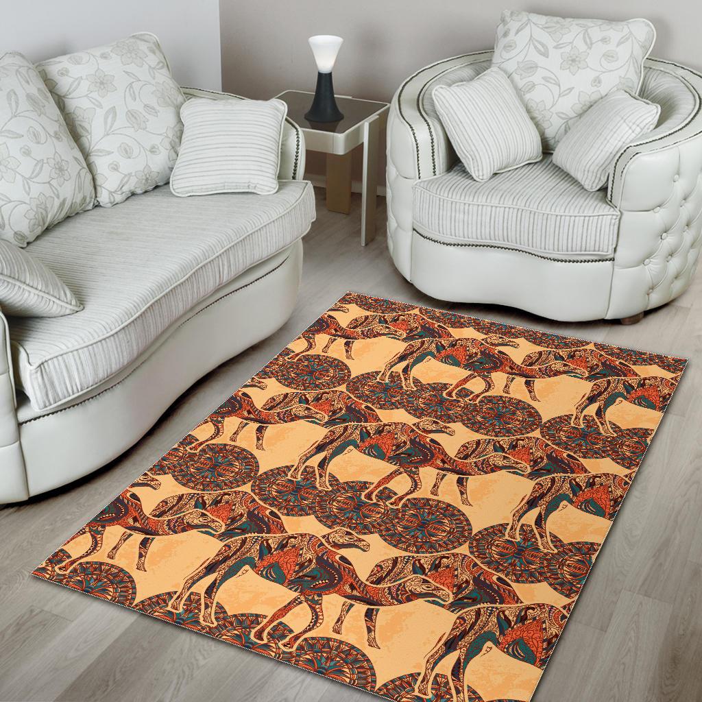 Camel polynesian tribal design pattern Area Rug
