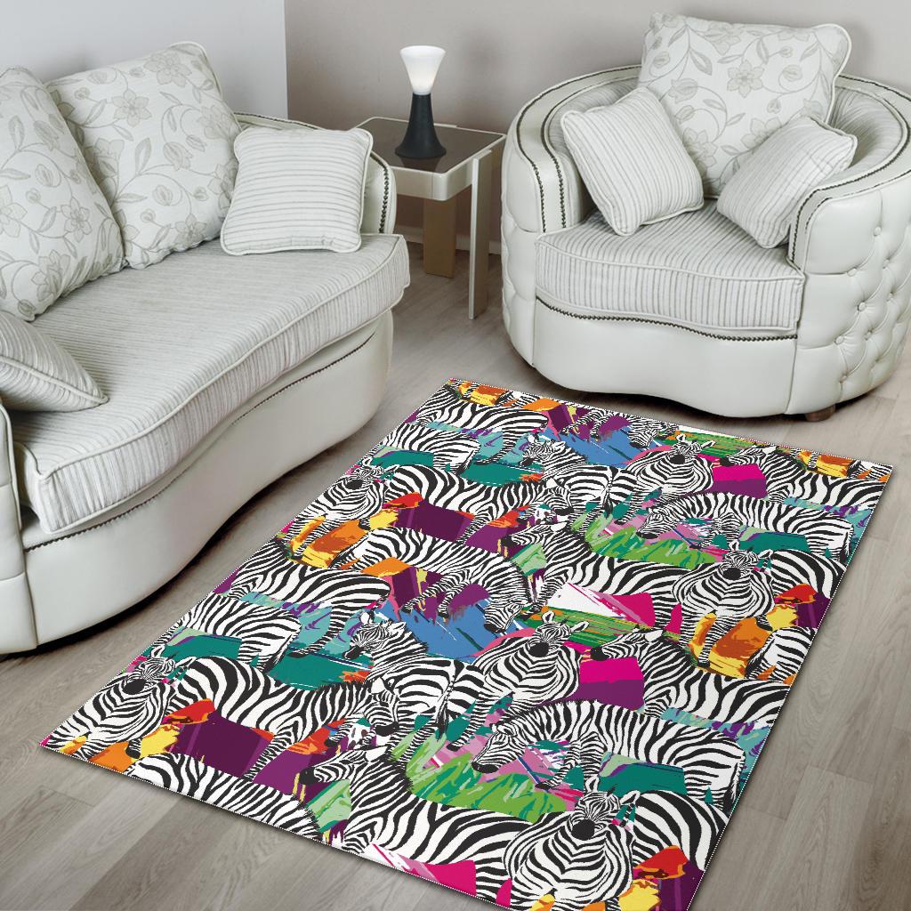 Zebra Colorful Pattern Area Rug