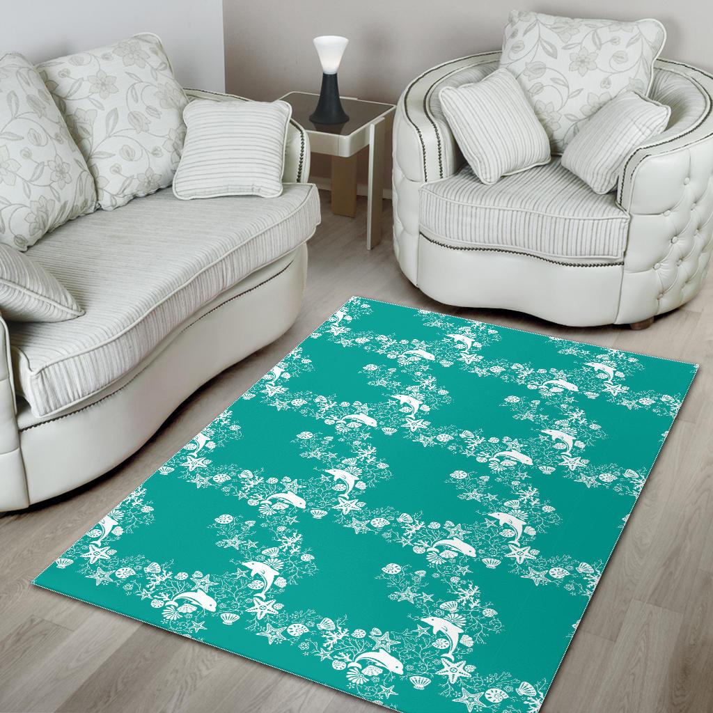 Dolphin Sea Shell Starfish Pattern Area Rug