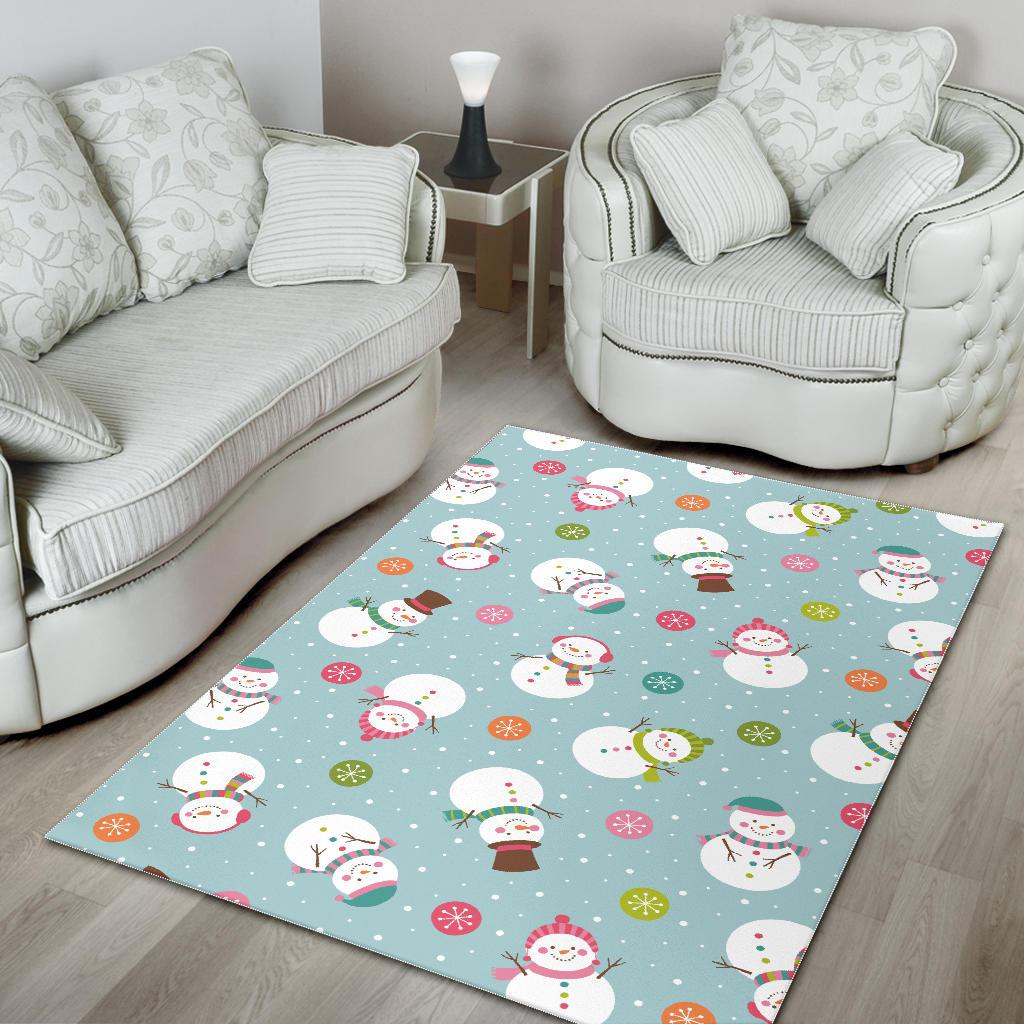 Cute snowman snowflake pattern Area Rug