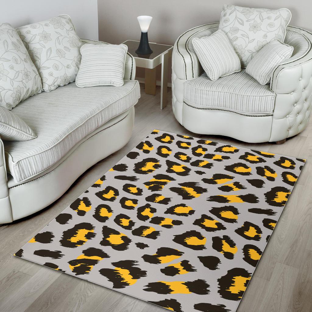 Gray Leopard print pattern Area Rug