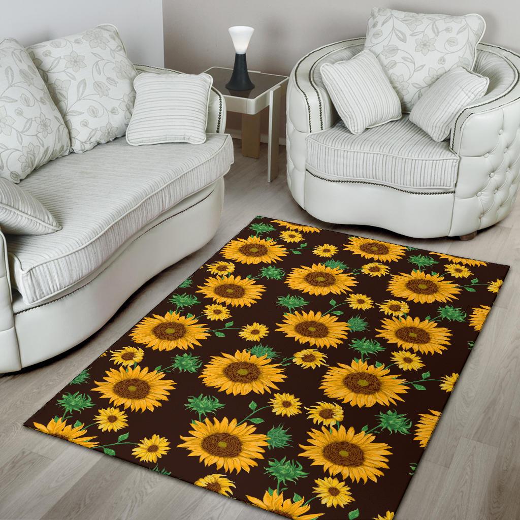 Sunflower Pattern Print Design SF01 Area Rugs