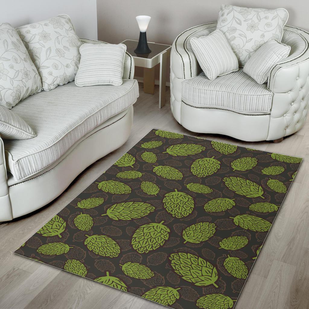 Hop pattern black background Area Rug