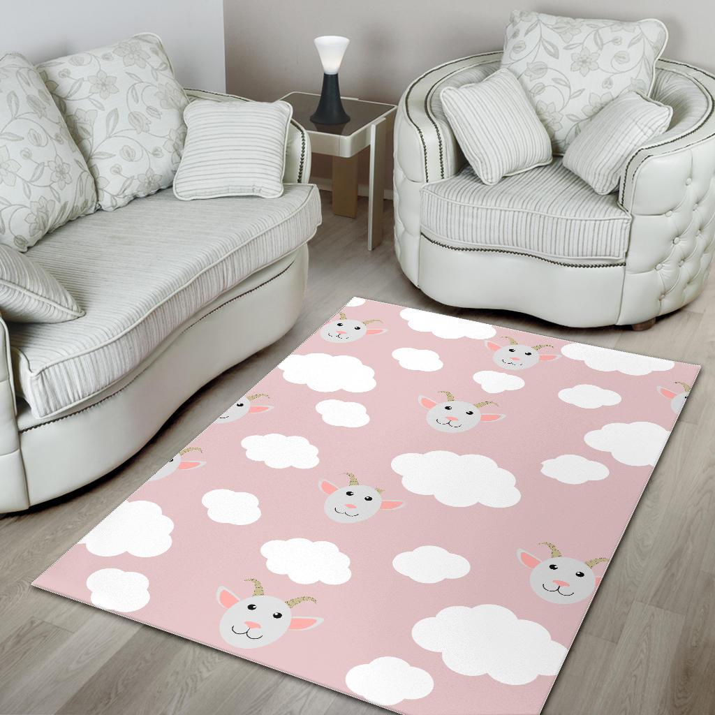 Goat Could Pink Pattern Area Rug