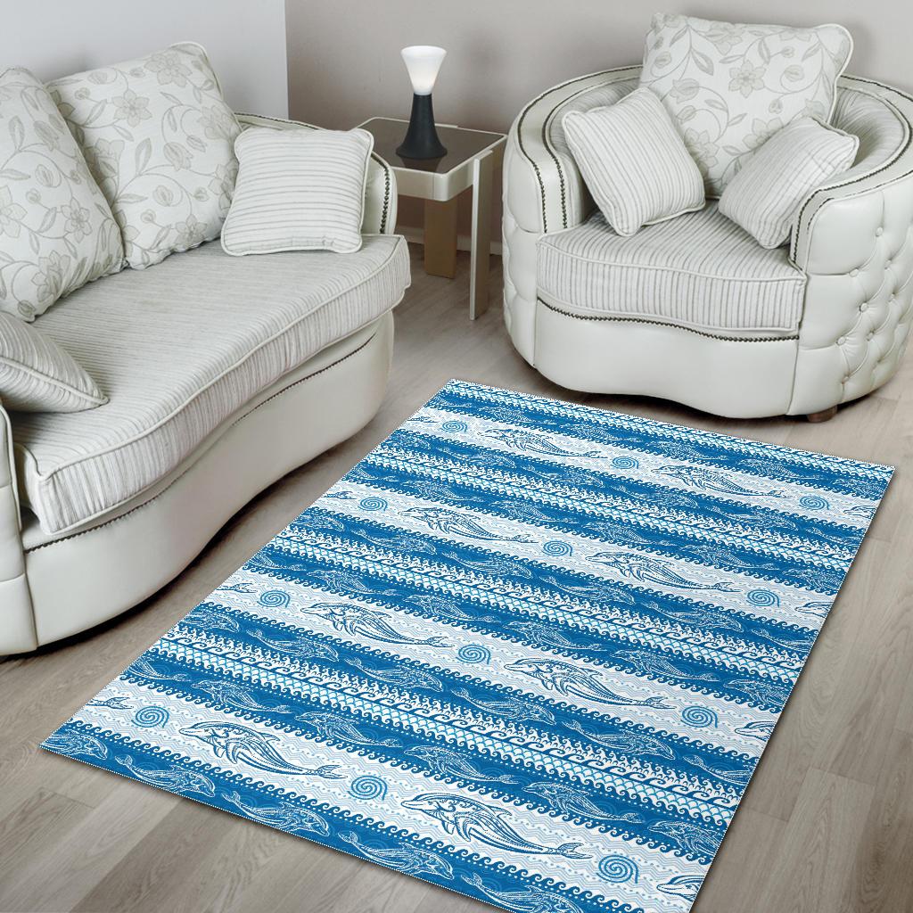 Dolphin Tribal Pattern background Area Rug