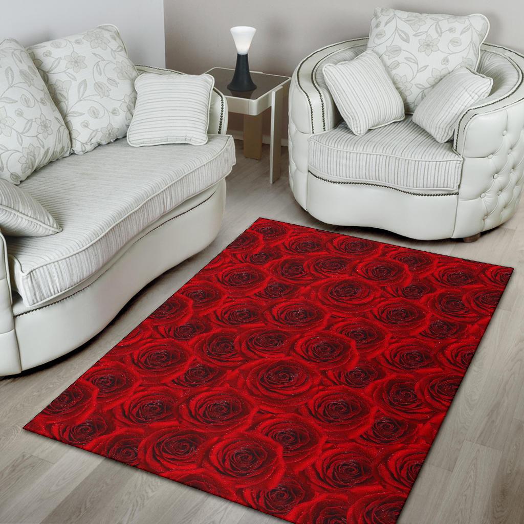 Rose Red Pattern Print Design RO04 Area Rugs