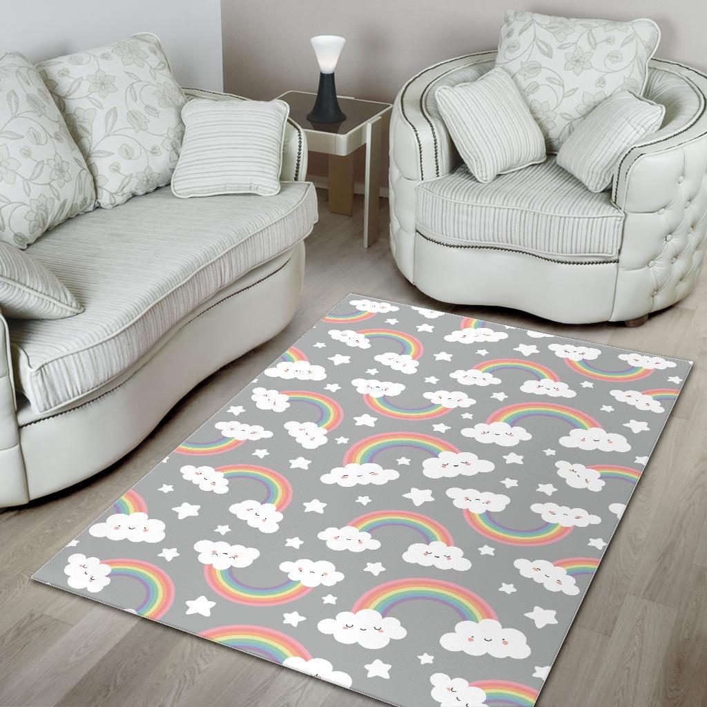 Cute rainbow clound star pattern Area Rug