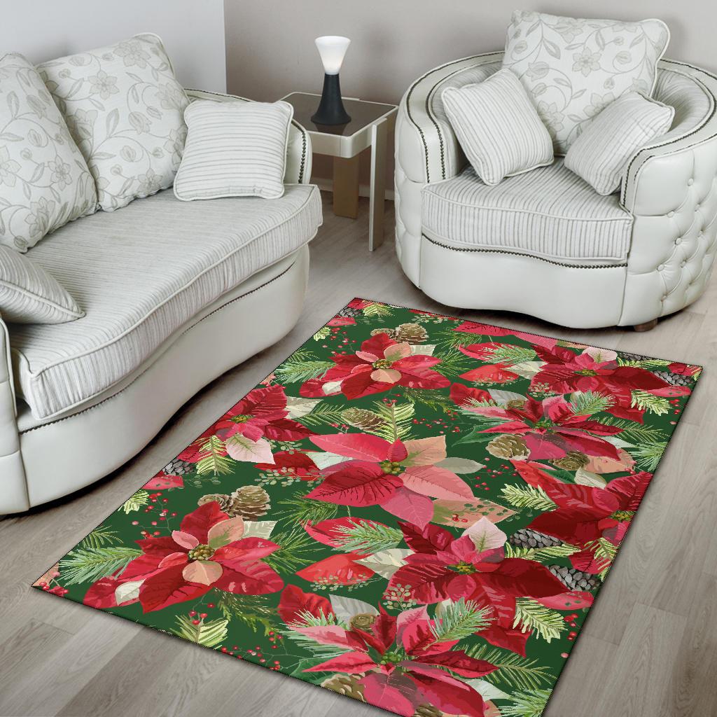 Poinsettia Pattern Print Design POT03 Area Rugs