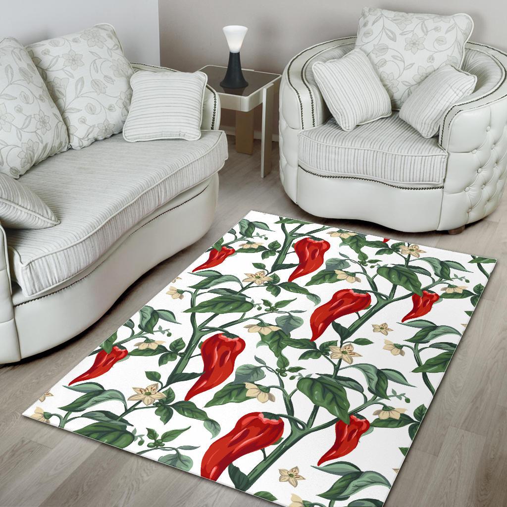 Chili Leaves Flower Pattern Area Rug