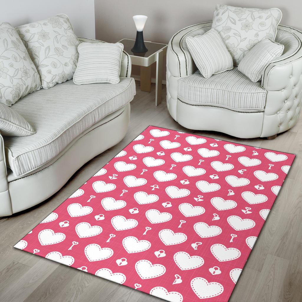 Heart Key Pattern Print Design HE09 Area Rugs
