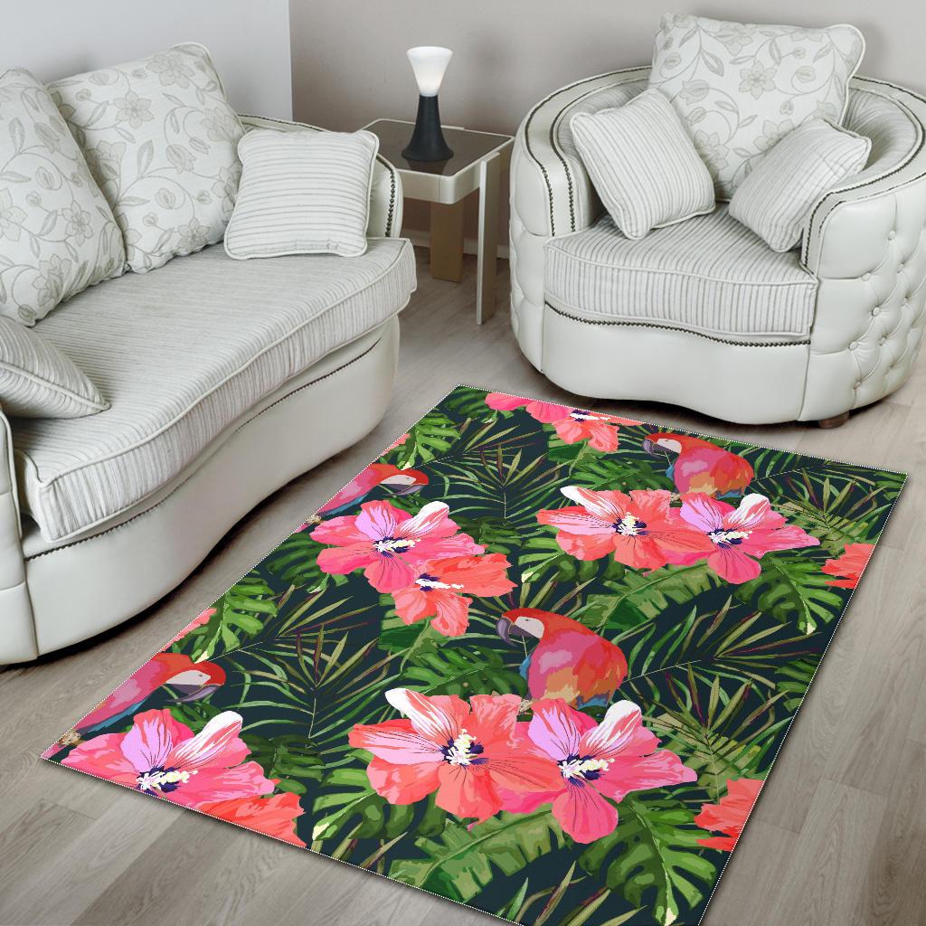 Parrot Leaves Pattern Area Rug