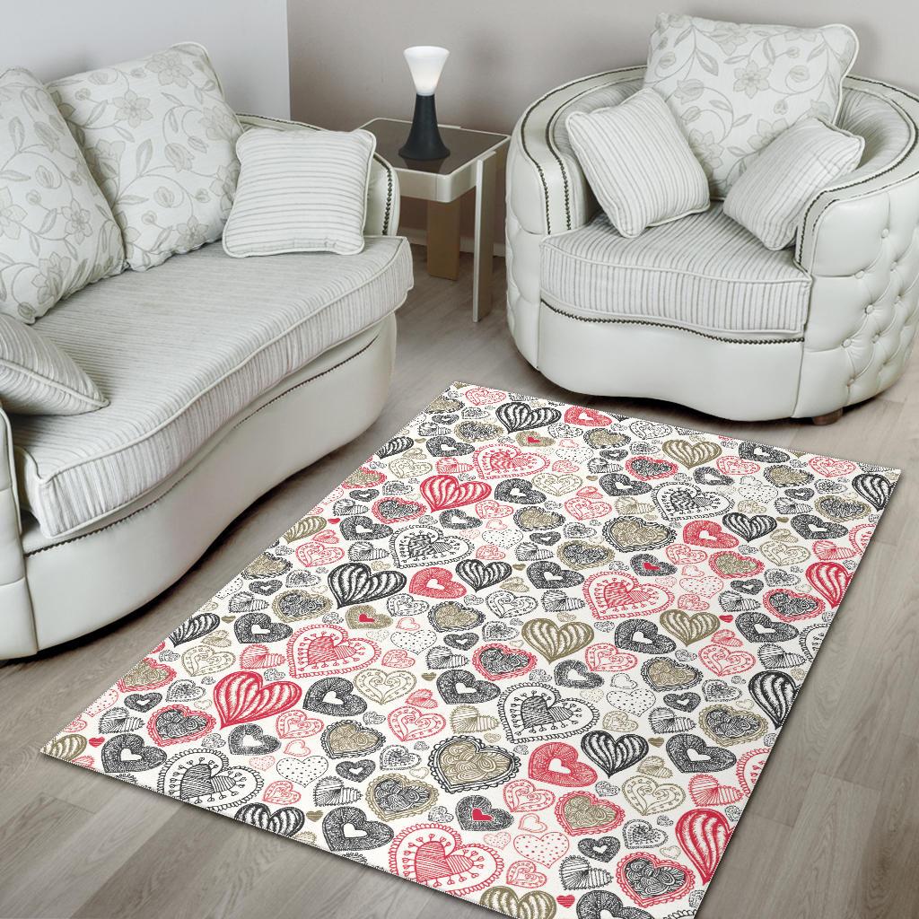 Heart Tribal Pattern Area Rug