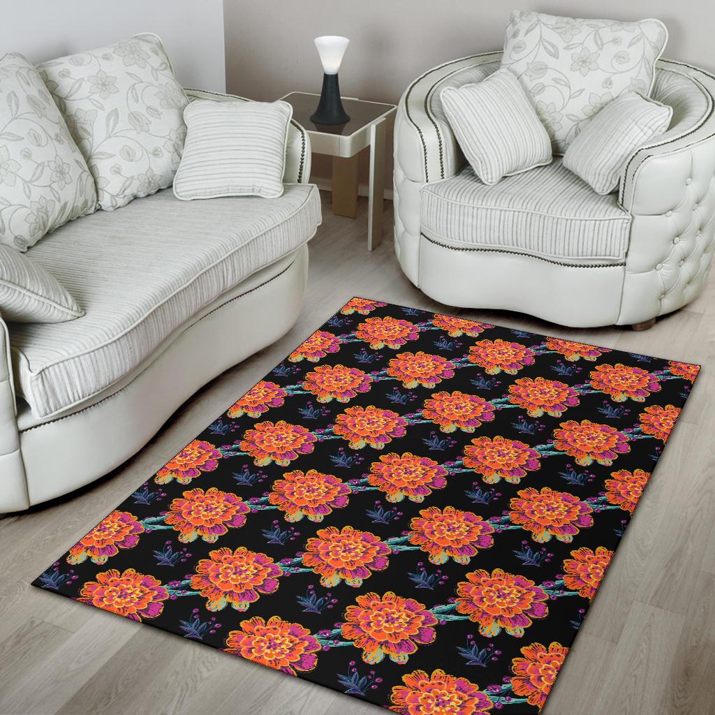 Marigold Pattern Print Design MR04 Area Rugs