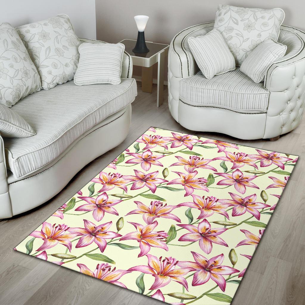 Lily Pattern Print Design LY011 Area Rugs