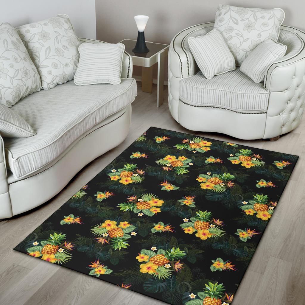 Pineapple Tropical Flower Print Pattern Area Rugs