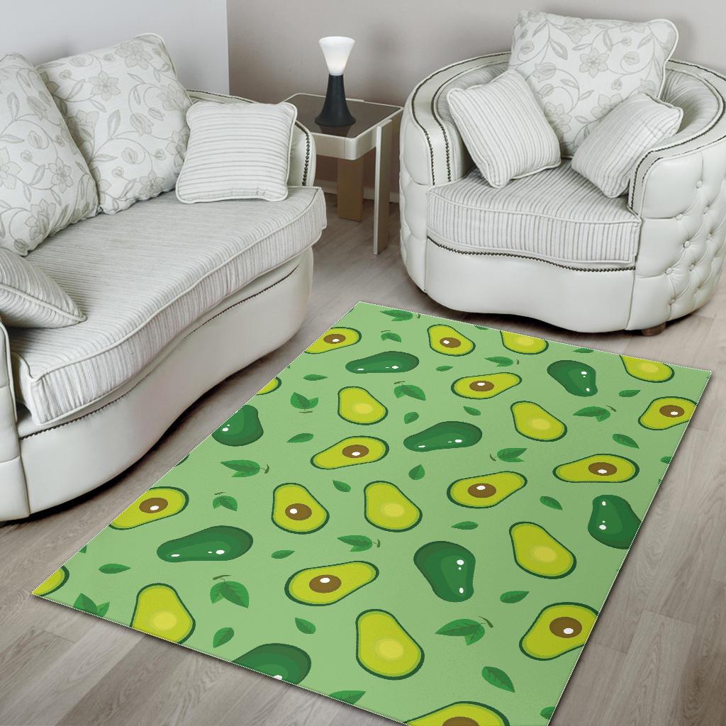 Avocado pattern green background Area Rug