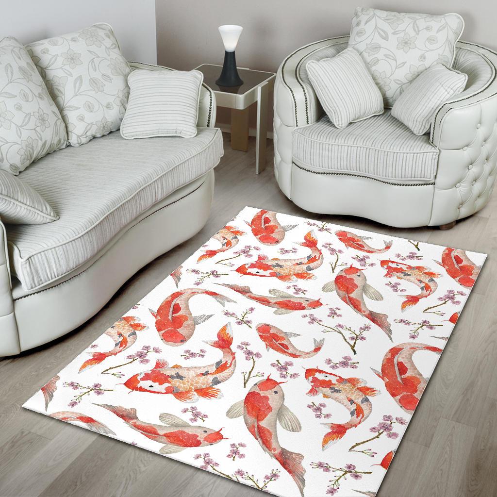 Watercolor Koi Fish Carp Fish pattern Area Rug