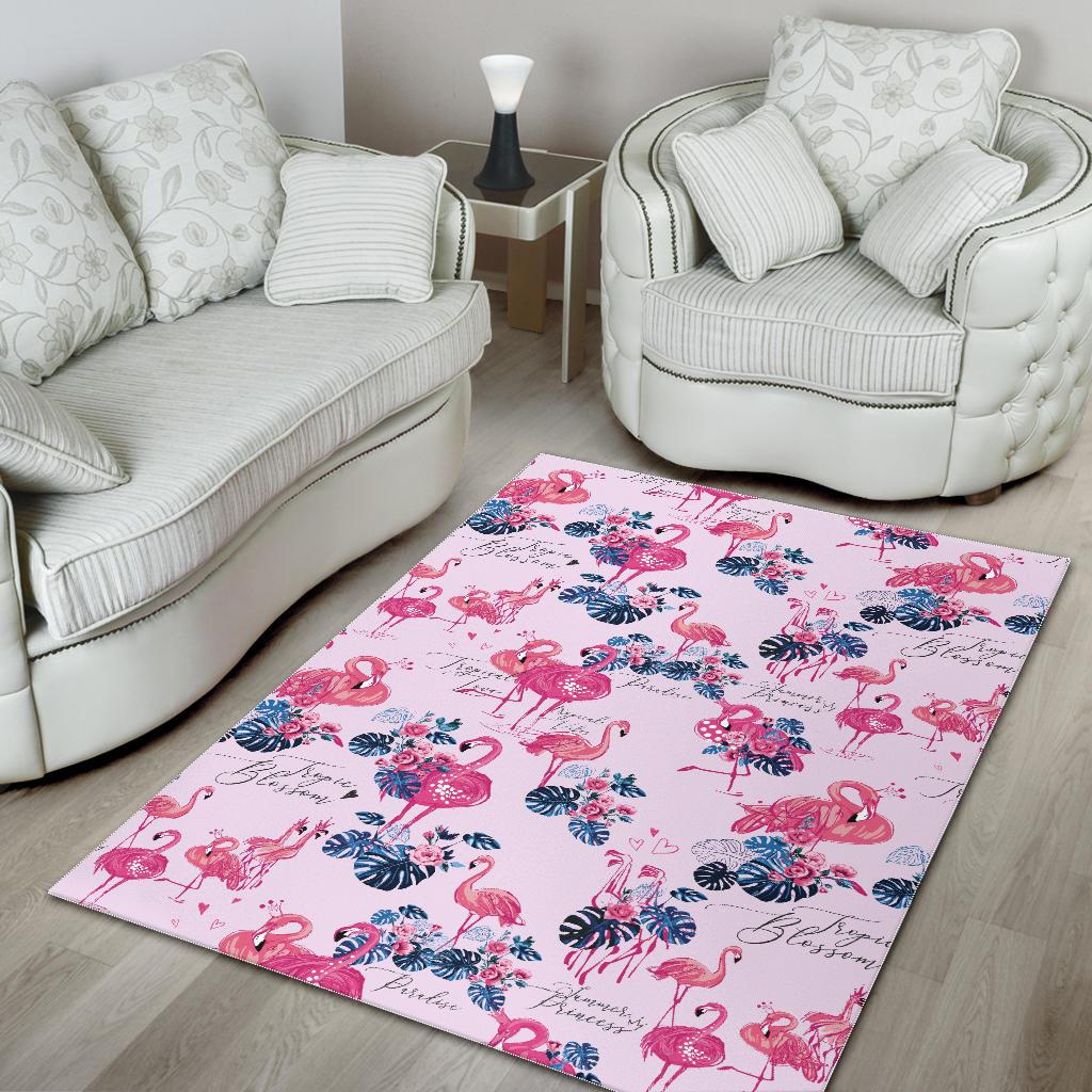 Flamingo Pink Pattern Area Rug
