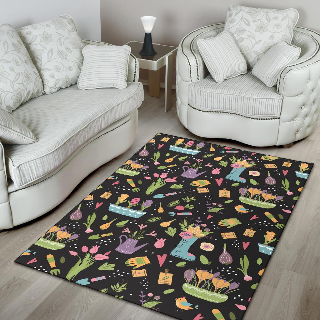 Gardening Pattern Print Design G03 Area Rugs