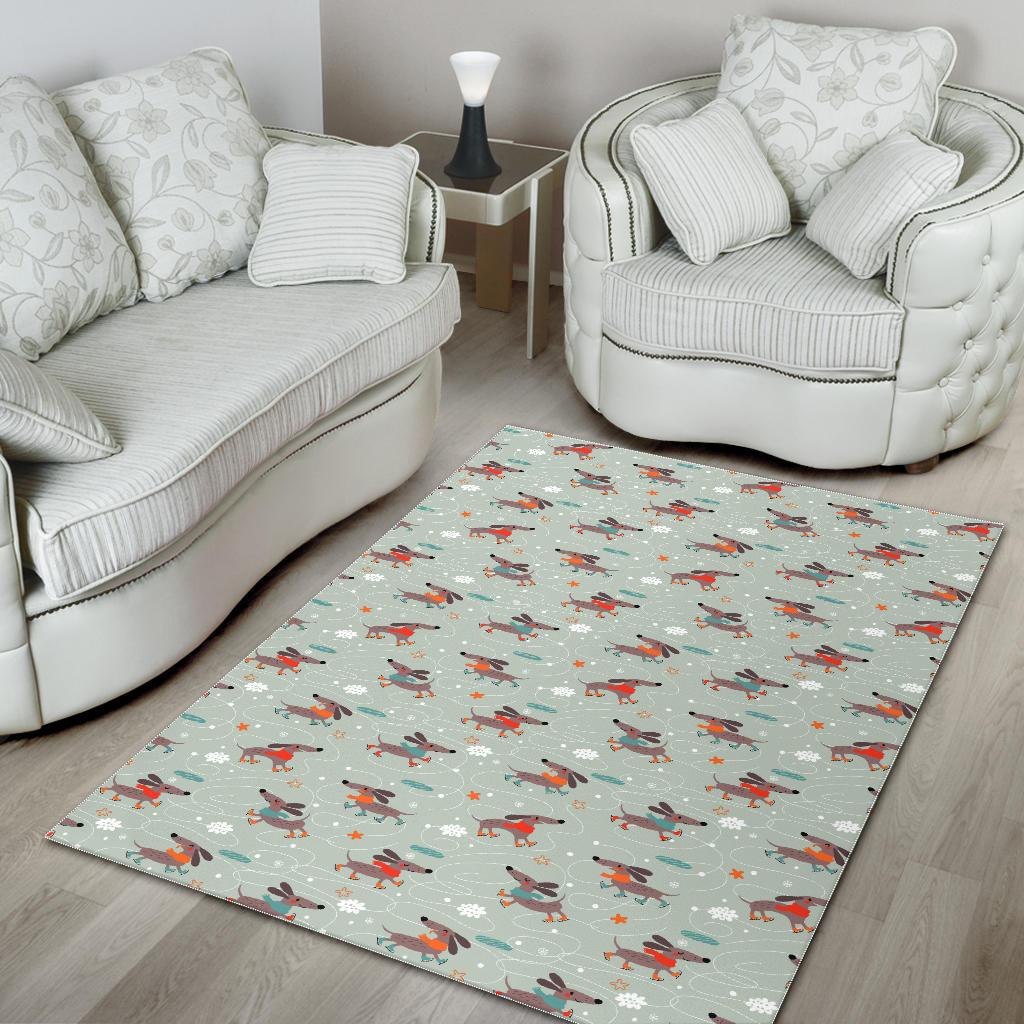 Dachshund Skating Pattern Area Rug