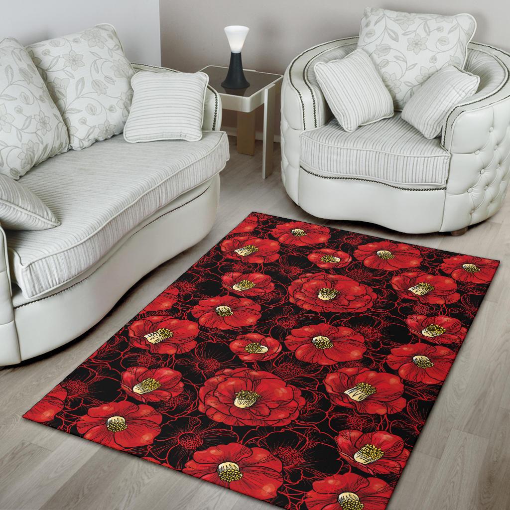 Camellia Pattern Print Design CM06 Area Rugs