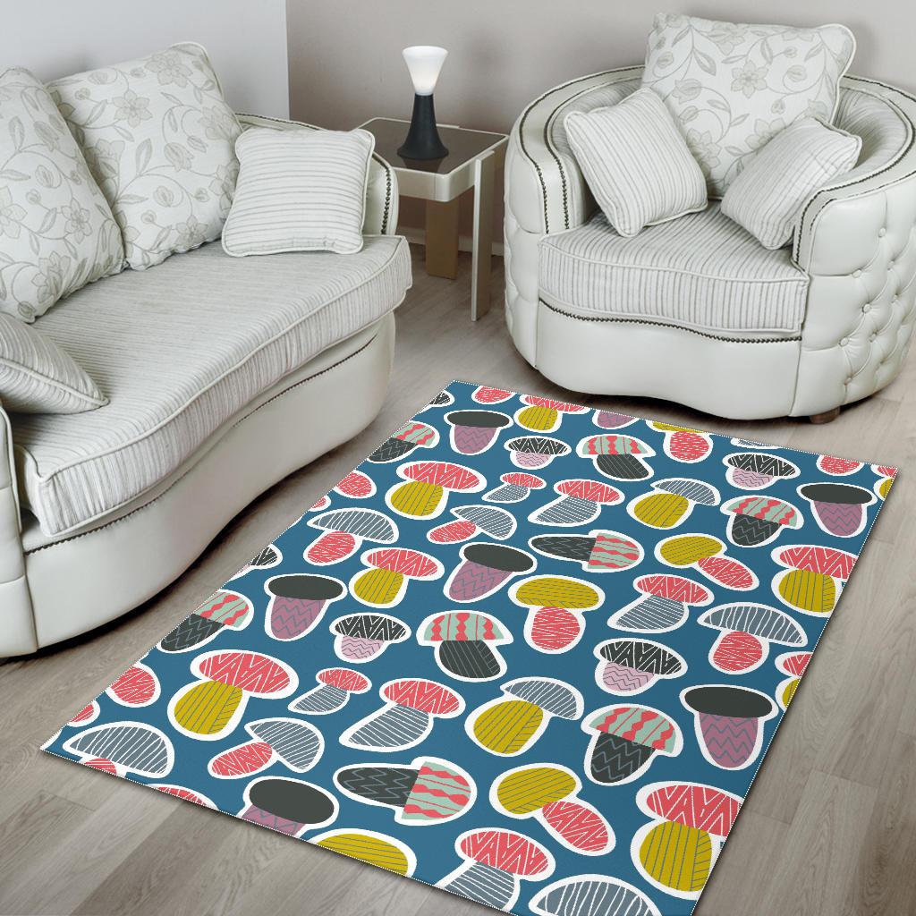 Colorful mushroom design pattern Area Rug