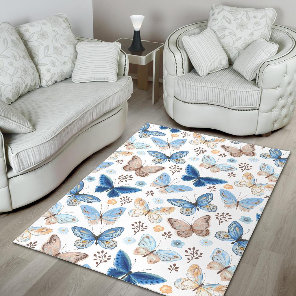 blue butterfly pattern Area Rug