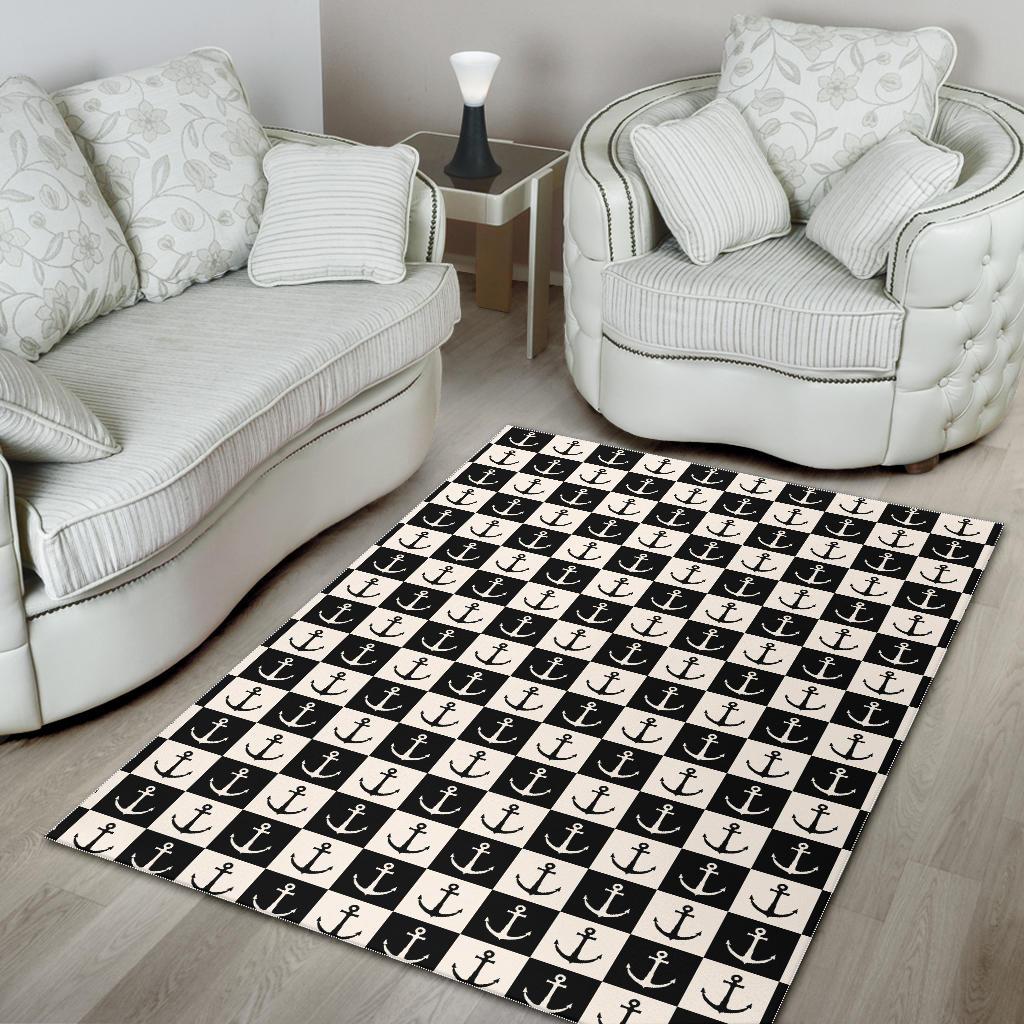Anchor Black and White Patter Area Rug