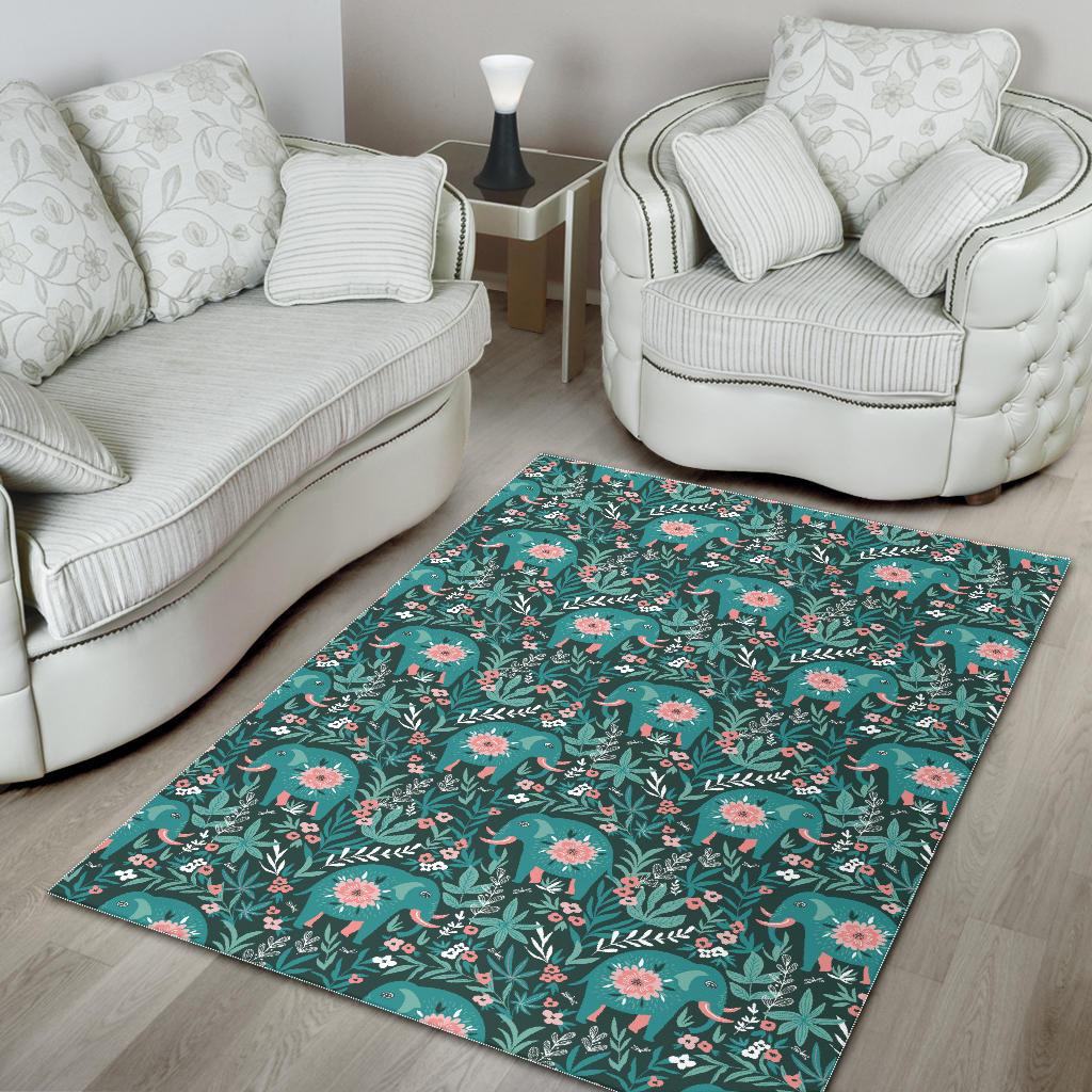 Elephants jungle pattern Area Rug