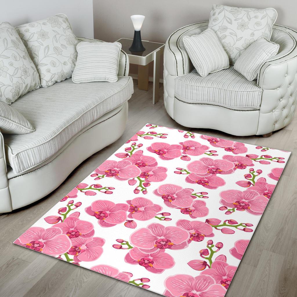 pink purple orchid pattern background Area Rug