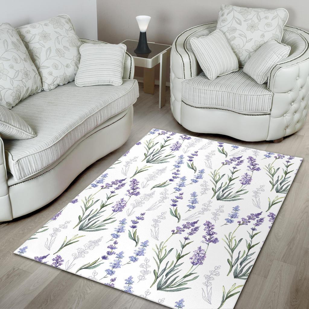 Hand painting Watercolor Lavender Area Rug