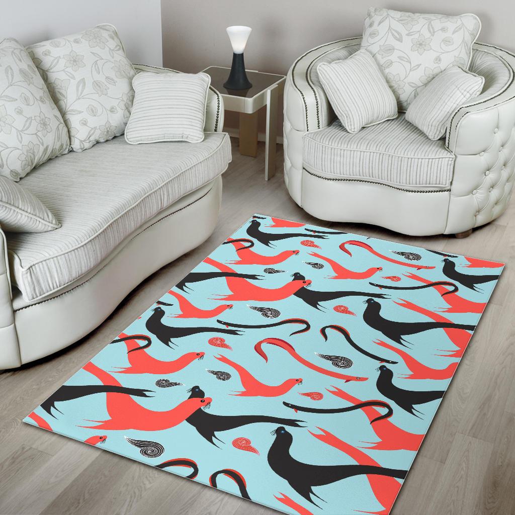 Sea Lion Pattern Theme Area Rug