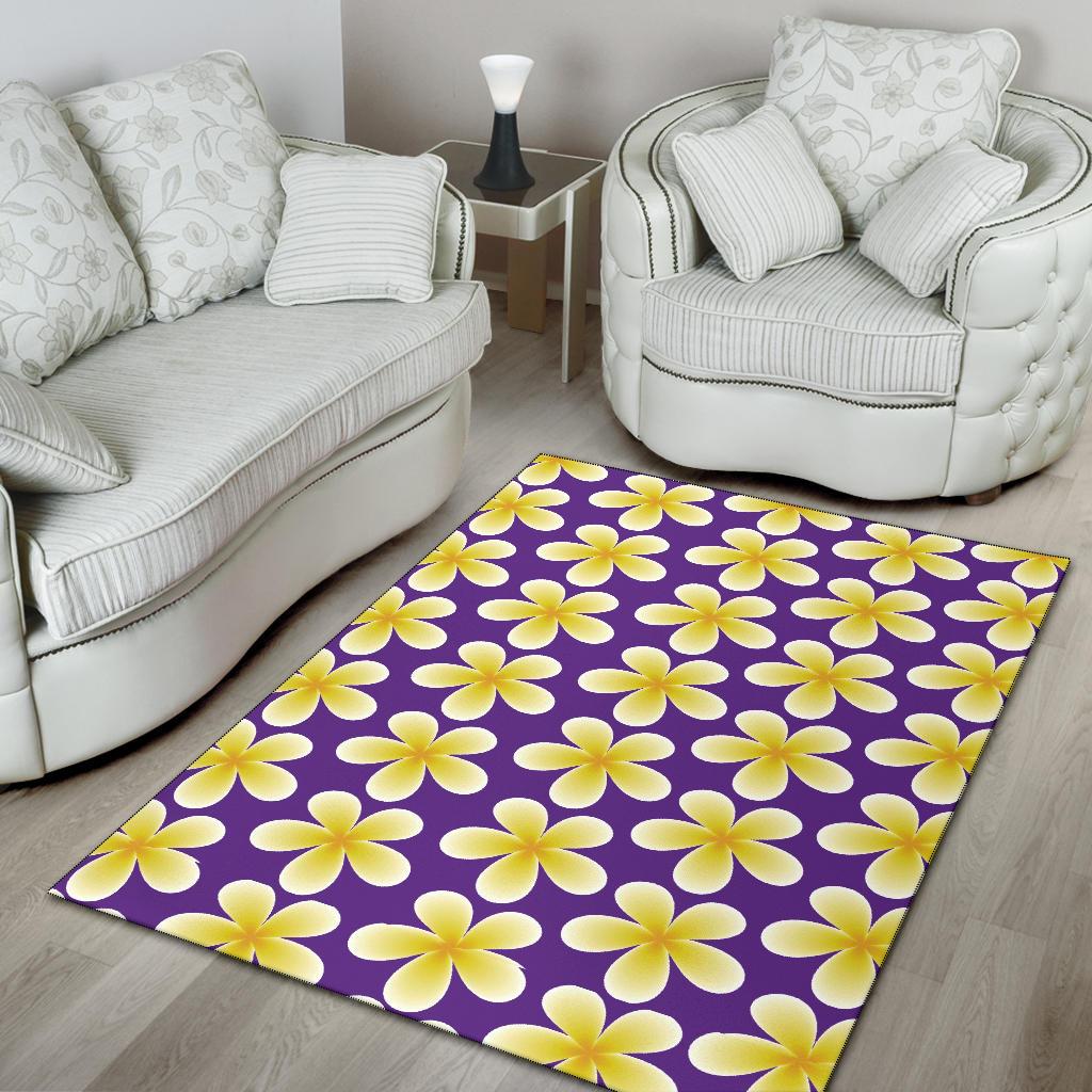 Yellow Plumeria Pattern Print Design PM05 Area Rugs