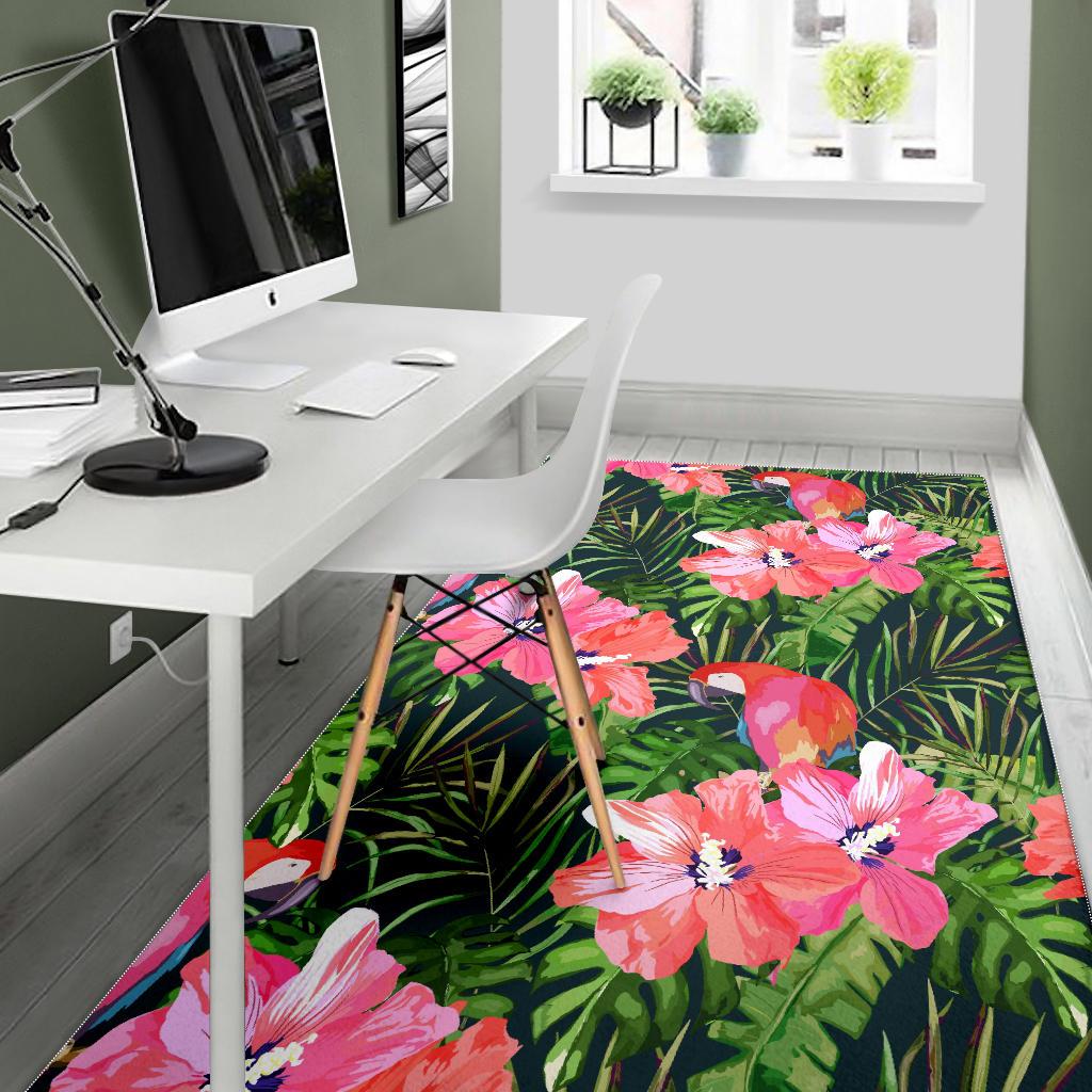 Parrot Leaves Pattern Area Rug