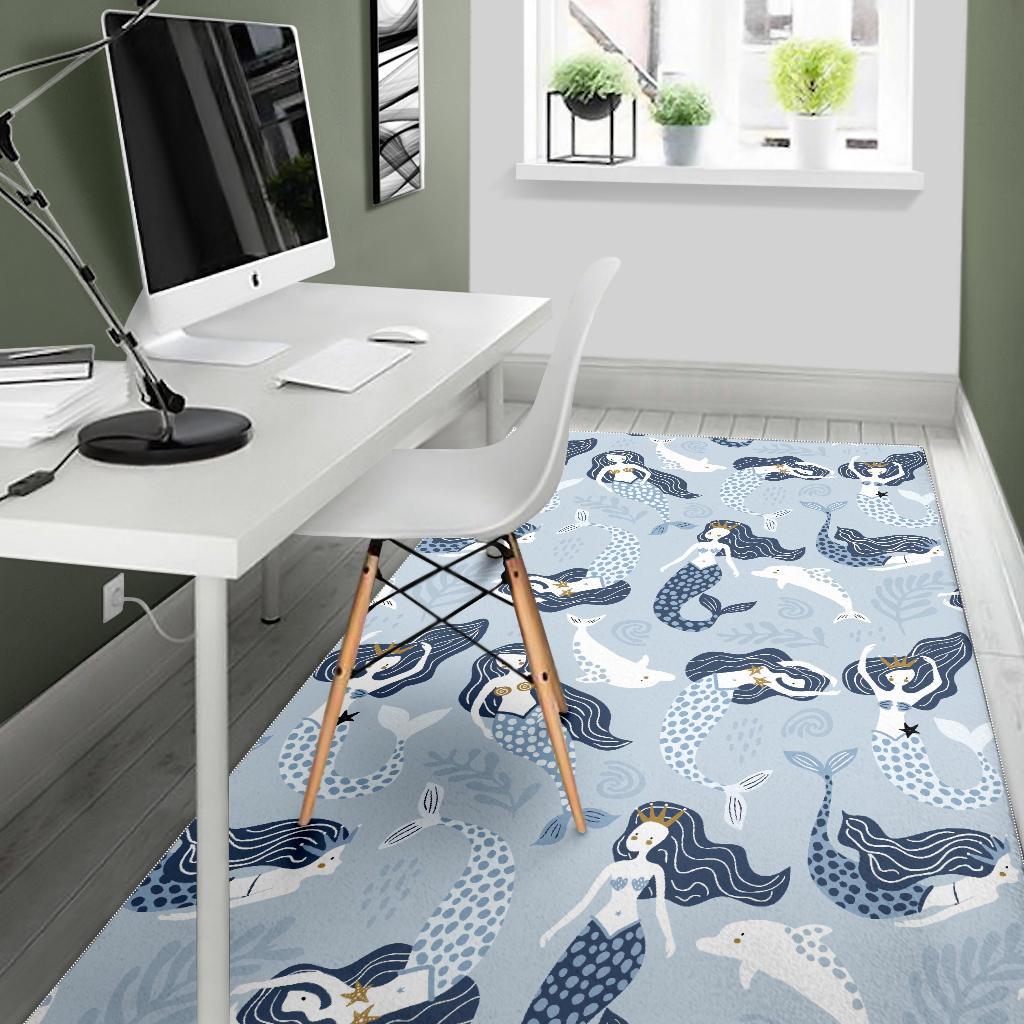 Mermaid Dolphin Pattern Area Rug