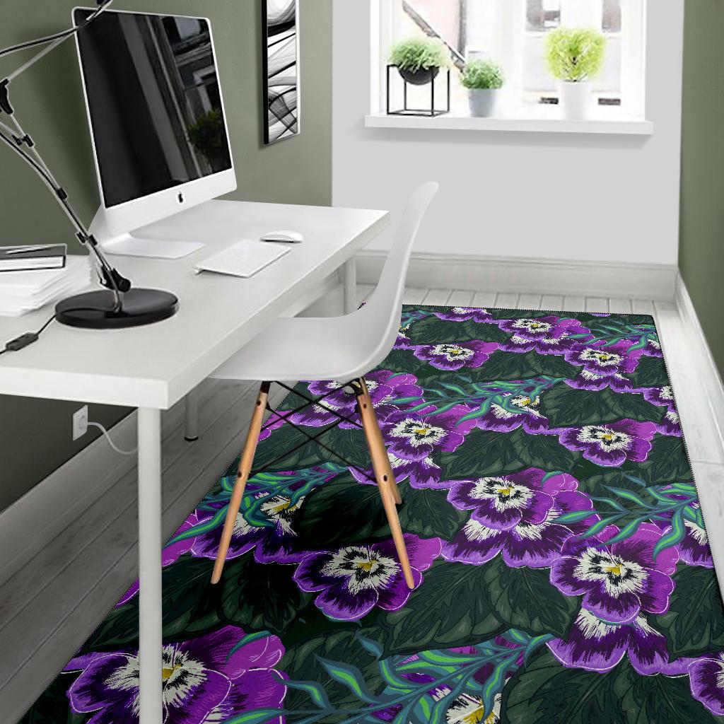 Pansy Pattern Print Design PS07 Area Rugs
