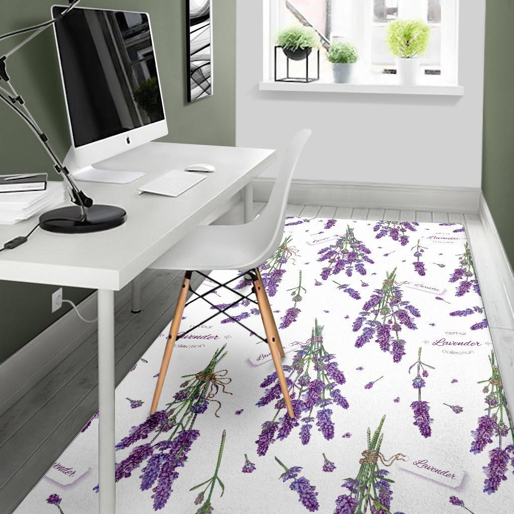 lavender flower design pattern Area Rug