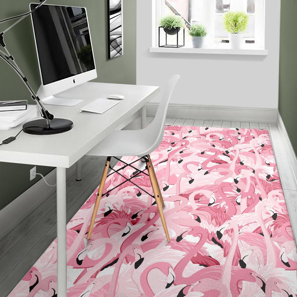 Pink flamingos pattern background Area Rug