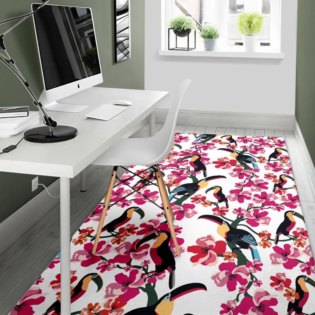 Toucan flower design pattern Area Rug